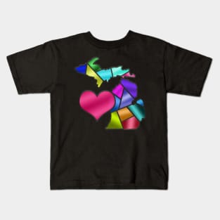 Love Michigan | Stained Glass Style | Cherie's Art(c)2021 Kids T-Shirt